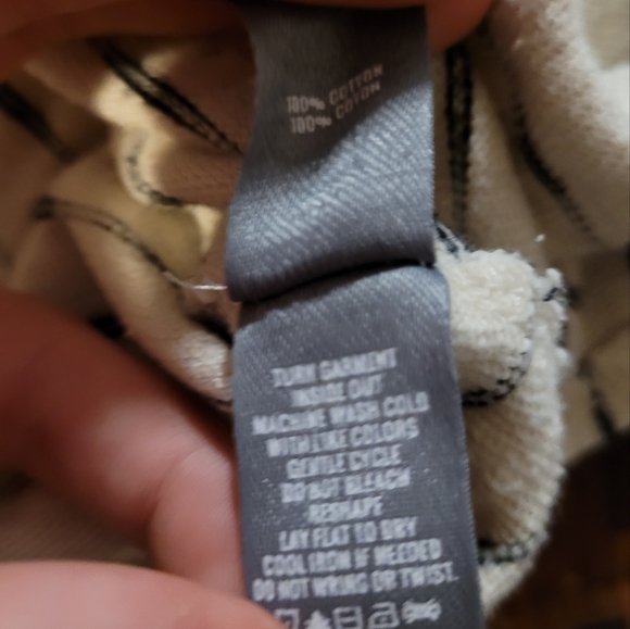 ♡HOST PICK♡ aerie Black Striped White Sweatshirt Hoodie Long Sleeve Pullover SP - Picture 6 of 7